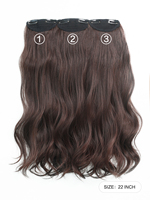 Extensions de cheveux synthétiques ondulées marron chocolat de 20 pouces avec 6 pinces à ongles sécurisées, postiche ajustable à clipser