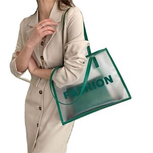 Sac fourre-tout de plage et de voyage transparent en PVC avec poignée en PU, grande taille, étanche, pour femmes, vente en gros - Product Image 1