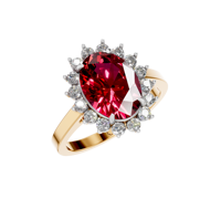 Bague de fiançailles classique en or massif 14 carats avec rubis rouge naturel ovale de 5 carats serti à griffes pour femme