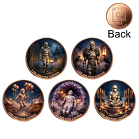 Pièce de monnaie en cuivre pur 1 oz pour Halloween, vente en gros, pièce de défi personnalisée en cuivre rouge fin .999 pour collection ou cadeau