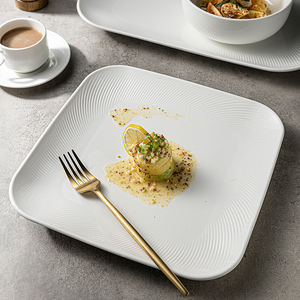 Suojiuju — assiettes en céramique carrées, vaisselle blanche brillante de thème traditionnel pour Restaurant, Banquet, hôtel, 8 "10" 12" - Product Image 1