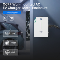 BENY Type2 Type1 GB/T Pila de carga de coche 32a Home Ev Wallbox 22kw Estación de carga blanca Cargador trifásico de 400V Estación de carga Ev