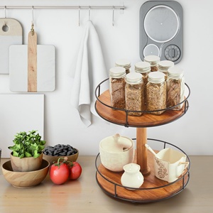 Organizador de Baño de Madera de Acacia de 2 Niveles con Bandeja Giratoria - Product Image 4