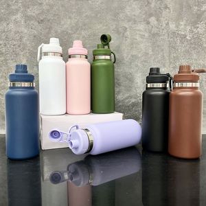 Insulated Stainless <b>Steel</b> Large Capacity 32 Oz Wide Mouth Bpa Free Sport Water <b>Bottle</b> With Spout Lid - Product Image 3