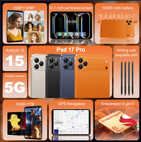 Nouvelle tablette 5G économique avec appareil photo haut de gamme - Pad 17 Pro 10,1 pouces Android 15 16MP+32MP Écran 2560*1600 Double SIM 16GB+1TB 10000mAh