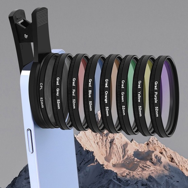 Universal 52mm Mobile Phone Filter Kit Polarizer Gradient ND Starlight Lens Set