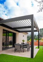 Système de protection solaire électrique à lames orientables pour jardin extérieur, villa, toit, cour, gazebo, bioclimatique, en aluminium, imperméable