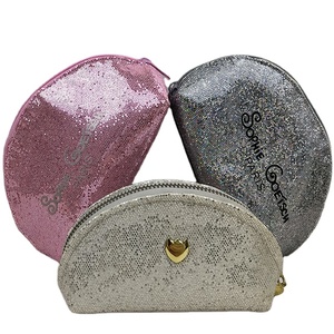 Hợp Thời Trang Sáng Màu Hồng Lưới Du Lịch Da Sáng Bóng Gel Sequin Bạc Bling <span class=keywords><strong>Make</strong></span> <span class=keywords><strong>Up</strong></span> Pouch Glitter Trang Điểm Mỹ Phẩm Bag Set - Product Image 1