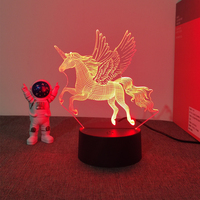 Veilleuse LED 3D moderne Base en ABS multicolore Pegasus Dream Veilleuses LED pour enfants pour chambre d'adolescents