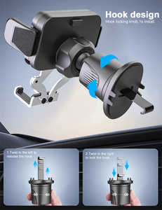 Soporte para Teléfono con Clip Metálico para Rejilla de Ventilación de Coche, Antivibraciones, Rotación 360° °   Botón de Liberación Giratorio para <span class=keywords><strong>iPhone</strong></span> <span class=keywords><strong>y</strong></span> Android - Product Image 6