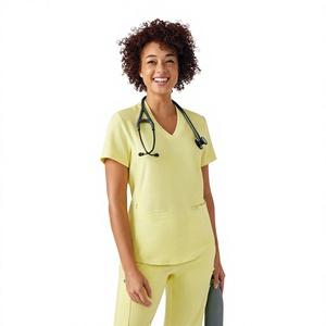 Conjunto de Uniforme Médico con Cuello en V para Mujer, Manga Corta, Ropa de Trabajo para Enfermería, Diseño Personalizado, Proveedor Mayorista OEM para Equipos de Salud - Product Image 1