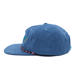 High Quality Corduroy Cloth Unisex 5-Panel Baseball Hats Custom 3D Embroidery Logo Cap With Rope - Product Image 3