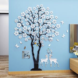 Autocollants muraux en acrylique 3D, décoration de maison, <span class=keywords><strong>stickers</strong></span> muraux créatifs pour salon, <span class=keywords><strong>romantique</strong></span>, arbre de cerisier - Product Image 2