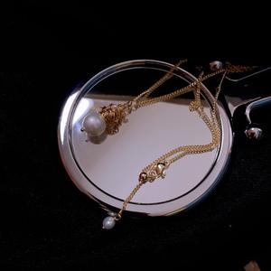 Collar de Perlas Barrocas Irregulares de Agua Dulce Natural con Cadena de Suéter de Moda Otoño Invierno, con Cuello Largo y Diseño Texturizado - Product Image 5