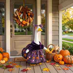 Nouveau produit Porchgoose Porch Goose Costume d'Halloween en velours polyester imprimé avec nœud, ensemble de déguisement créatif - Product Image 3
