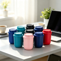 Tasse à café isotherme sous vide 10oz 14oz en acier inoxydable, gobelet de voyage avec couvercle rabattable anti-fuite pour café et bureau