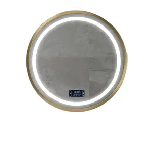 Современный светодиодный круглый сенсорный экран defogger дизайн в рамке умное зеркало для ванной комнаты со светом