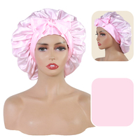 Bonnets longs en satin avec bande de cravate, bonnet à grande tresse rose rose bonnet à cheveux soyeux pour Locs femmes qui dorment
