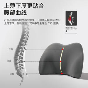 Coussin de soutien lombaire rafraîchissant en mousse à mémoire de forme et soie glacée pour siège de voiture, universel quatre saisons, lavable en machine - Product Image 2