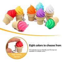Porte-clés pendentif clavier mécanique anti-stress en forme de cornet de glace torche imprimé en 3D - Soulagement du stress par pression des doigts