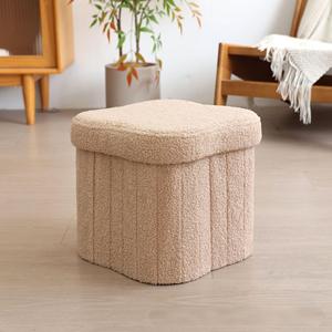 Small <b>Folding</b> Storage Ottoman Teddy Fleece Foot Rest <b>Stool</b> for Living Room Bedroom - Product Image 6