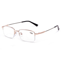 Gafas de ordenador ultraligeras de medio Marco, monturas de metal para hombre, lentes bifocales anti rayos azules, gafas de lectura multifocales bifocales