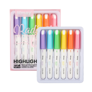 Ensemble de surligneurs <span class=keywords><strong>pastel</strong></span> Kmay K381A/6N, 6 couleurs, pointe biseautée douce, écriture fluide, <span class=keywords><strong>marqueur</strong></span> fluorescent pour l'école, le bureau et les études - Product Image 1