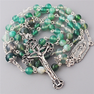 Cuentas <span class=keywords><strong>de</strong></span> piedra <span class=keywords><strong>de</strong></span> ágata <span class=keywords><strong>de</strong></span> Línea Verde <span class=keywords><strong>de</strong></span> 6mm con cuentas <span class=keywords><strong>de</strong></span> cuentas, cuentas <span class=keywords><strong>de</strong></span> piedras preciosas <span class=keywords><strong>de</strong></span> 8mm con tapas, collar <span class=keywords><strong>de</strong></span> <span class=keywords><strong>Rosario</strong></span> con centro <span class=keywords><strong>de</strong></span> <span class=keywords><strong>Nuestra</strong></span> <span class=keywords><strong>Señora</strong></span> <span class=keywords><strong>de</strong></span> <span class=keywords><strong>Guadalupe</strong></span> - Product Image 2