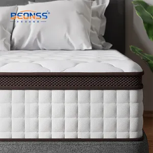 Matelas hybride de luxe en mousse à mémoire de forme gel en tissu tricoté de haute qualité enroulé dans une boîte