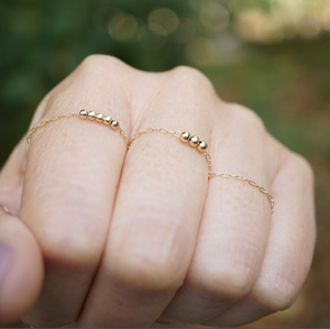 Bague chaîne en or, simple, délicate, petite bague à perles, acier inoxydable, fine, empilable, bijoux - Product Image 5