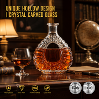 Bouteille de brandy de luxe Solent XO 750 ml – Carafe en cristal sculpté unique avec découpe centrale pour spiritueux – Vente en gros haut de gamme