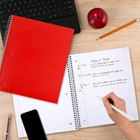 Cahier de notes à spirale personnalisé, lot de 6, large ligné, 1 sujet, 100 feuilles, couverture durable et résistante à l'eau, couleurs assorties pour l'école et le bureau