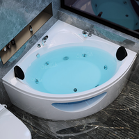 Jacuzzyi Fonction Noir Acrylique Salle de Bain Baignoire Coin Jakuzzy Intérieur Maison Spa pour 2 Personnes Air Jet Kit Baignoire