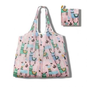 Design Wholesale Large-capacity <b>Folding</b> Shopping Bagscreative Portable Printed Handheld Storage <b>Bags</b> - Product Image 3