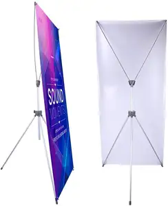 Commercio all'ingrosso di Alluminio Telescopio X Banner Stand Display Rack Con PVC Banner Per La Pubblicità Esterna