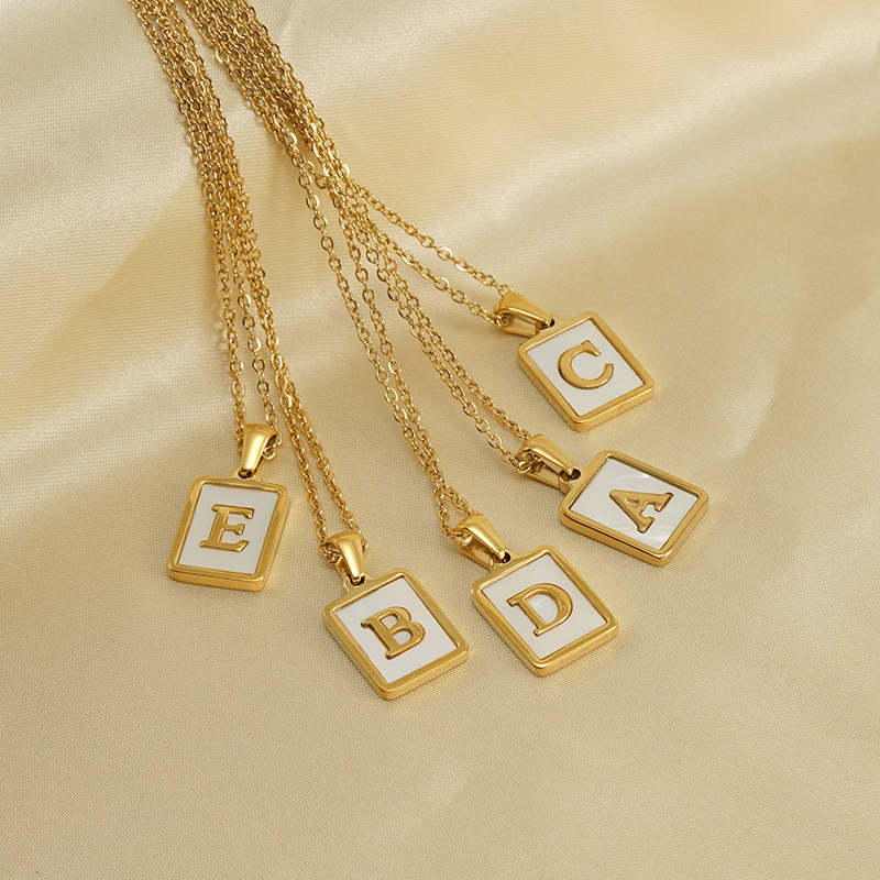 White Gold Filled Initial Letter A-Z Pendant Necklace - 22 Inch Stainless Steel Chain