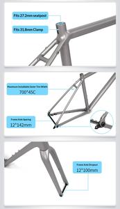Cadre de vélo de <span class=keywords><strong>route</strong></span> en alliage d'aluminium Zhuite G2 avec fourche avant en fibre de carbone, compatible gravel et cross-country, style <span class=keywords><strong>axe</strong></span> <span class=keywords><strong>traversant</strong></span> - Product Image 5