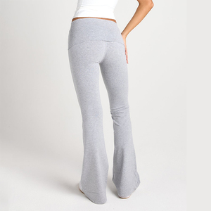 Custom Logo Women Fold Over Waist Flare <strong>Leggings</strong> <strong>Low</strong> <strong>Rise</strong> Bootcut Yoga Pants Quick Dry Soft Casual Loungewear - Product Image 4