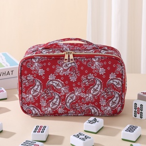 Bolsa de almacenamiento para Mahjong, bolsa de viaje multifuncional portátil de gran capacidad con estampado de flores de poliéster - Product Image 6