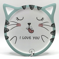 Cadeau de lierre sous-verres en forme de chat imprimés personnalisés mignons sous-verres en céramique à sublimation vierge avec dos en liège