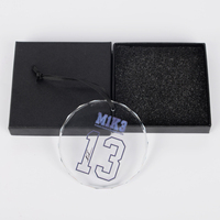 Ornements de Noël en verre cristal de luxe, vente en gros directe d'usine, gravure laser personnalisée du logo, ornement suspendu de haute qualité