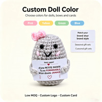 Poupée pomme de terre en peluche tricotée à la main, faible MOQ, logo personnalisé, carte personnalisée, couleur personnalisée, décoration d'intérieur DIY, cadeau, boîte cadeau