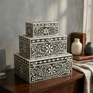 Antique Design Handmade Bone Inlay Engraved Customized Rectangle Eco-friendly Jewelry Decorative Box Worldwide Export Wholesale - Product Image 1