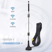 Antenne Bingfu double bande 2,4/5/5,8 GHz 9dBi à base magnétique MIMO RP-SMA mâle (lot de 2) pour routeurs Wi-Fi et caméras IP de sécurité