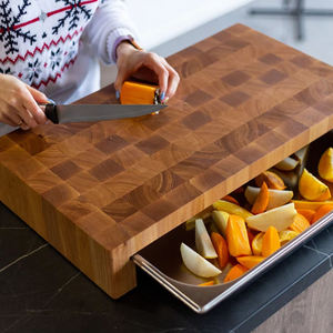 Werks anpassung Klassisches Holz schneide brett 40x30 Großes Holzendkorn-Metzgerblock-Schneide brett mit Schubladen ablage - Product Image 1