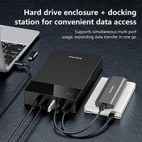 Boîtier USB-C pour disque dur SATA/SSD de 3,5 pouces, 5 Gbps, UASP, sans outil, hub USB 3.0 à 3 ports avec boîtier en plastique