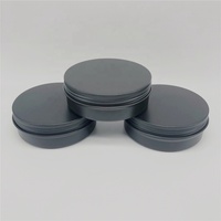 Pot en aluminium rond noir mat de 4 oz (120 ml, 120 g) pour crème cosmétique, crème pour le visage, pommade, huile, emballage, boîte, récipient, boîte en étain
