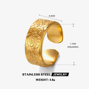 <span class=keywords><strong>Bague</strong></span> en acier inoxydable de style européen et américain avec un motif décoratif, <span class=keywords><strong>bague</strong></span> de mode bohème vintage de style français pour femmes - Product Image 6