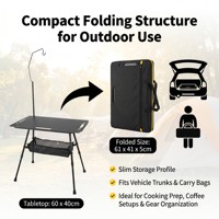 Table pliante ultralégère en aluminium prête à être expédiée, 61x41x5cm, hauteur réglable, portable, pour le camping en plein air, la voiture, le pique-nique