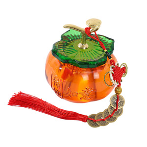 Glass Persimmon <b>Ornament</b> Engraved With Blessings Hanging Decor For Living Room Crystal Craft Gift Item - Product Image 5